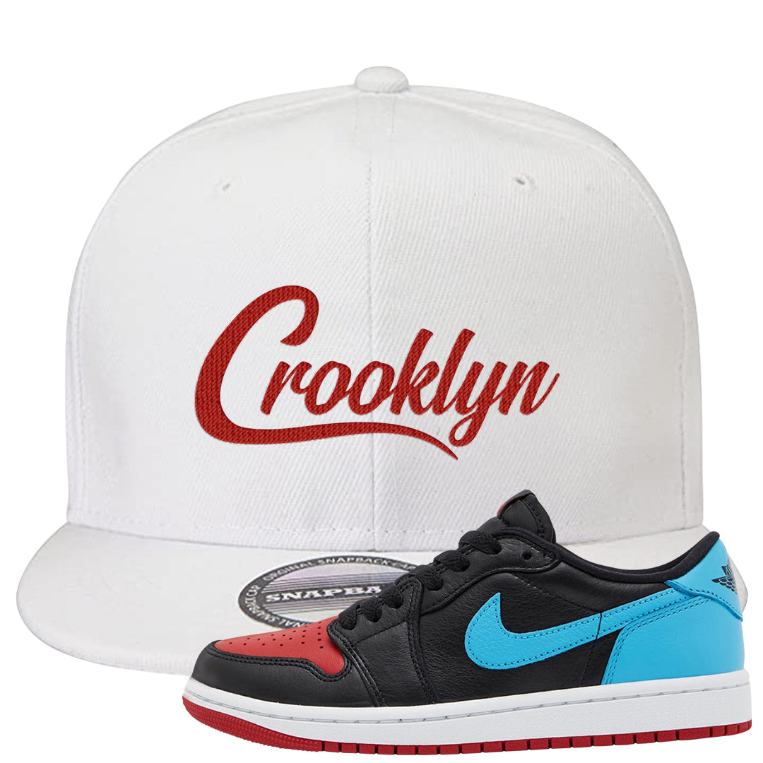 UNC to CHI Low 1s Snapback Hat | Crooklyn, White