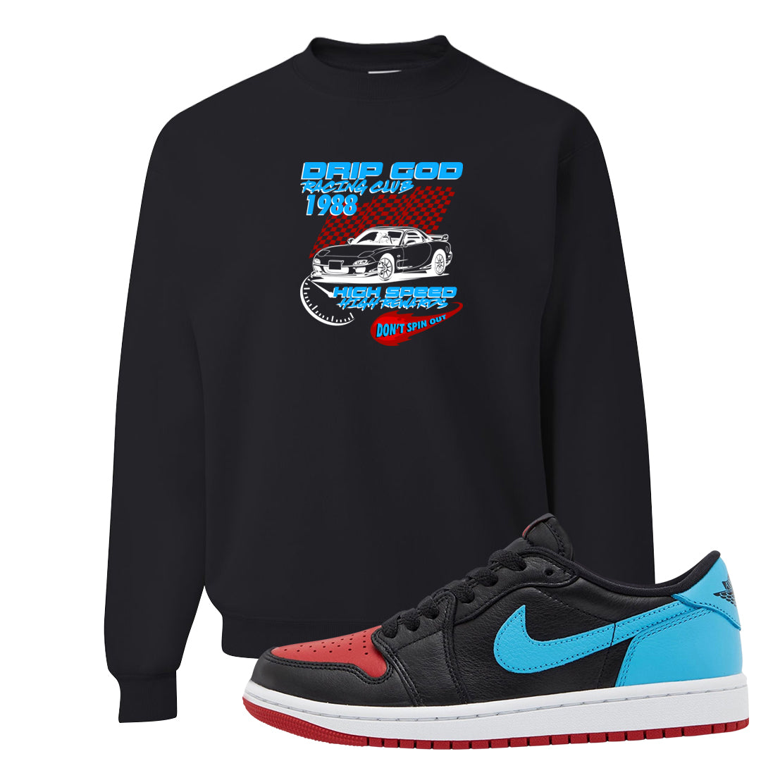 UNC to CHI Low 1s Crewneck Sweatshirt | Drip God Racing Club, Black