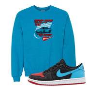 UNC to CHI Low 1s Crewneck Sweatshirt | Drip God Racing Club, Sapphire