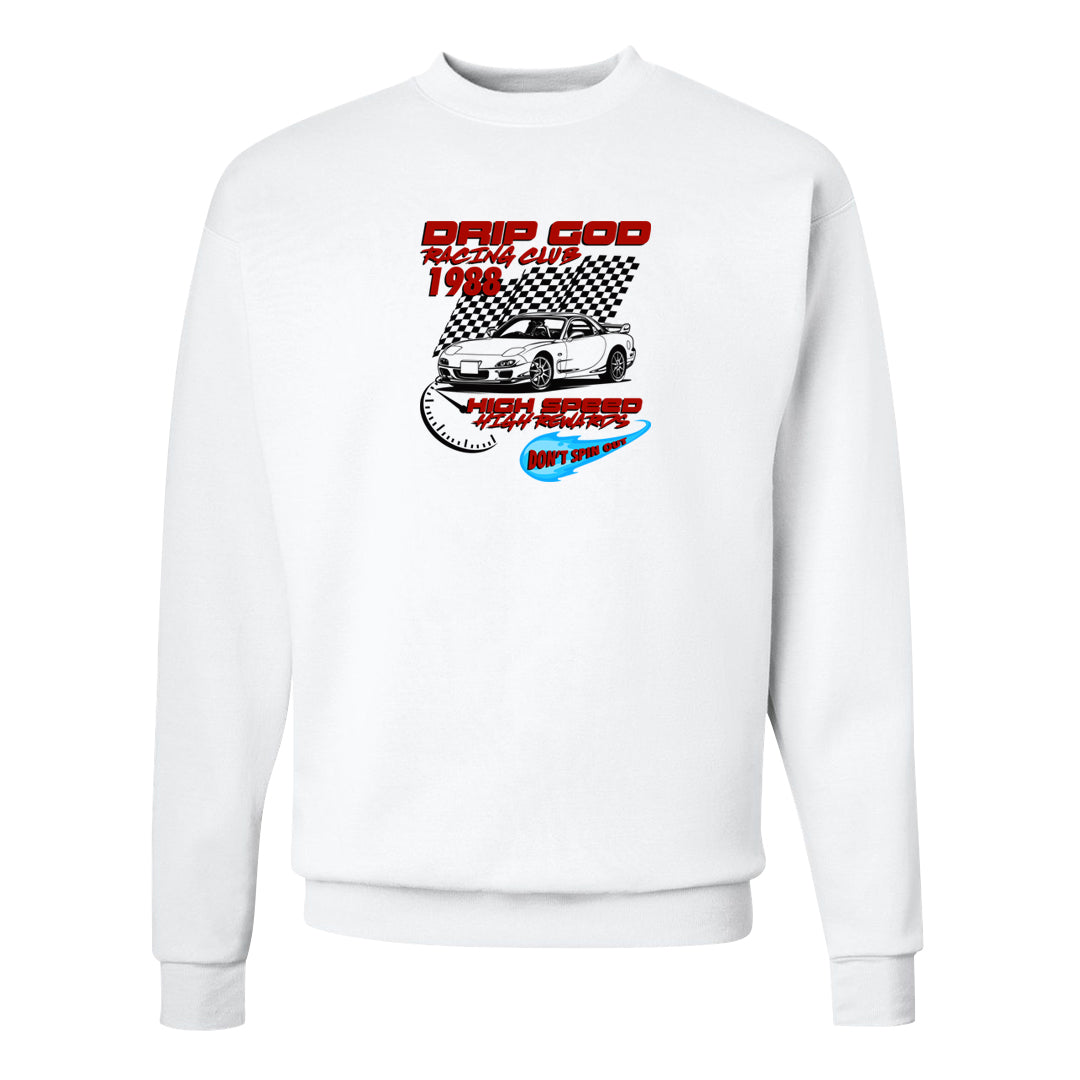 UNC to CHI Low 1s Crewneck Sweatshirt | Drip God Racing Club, White