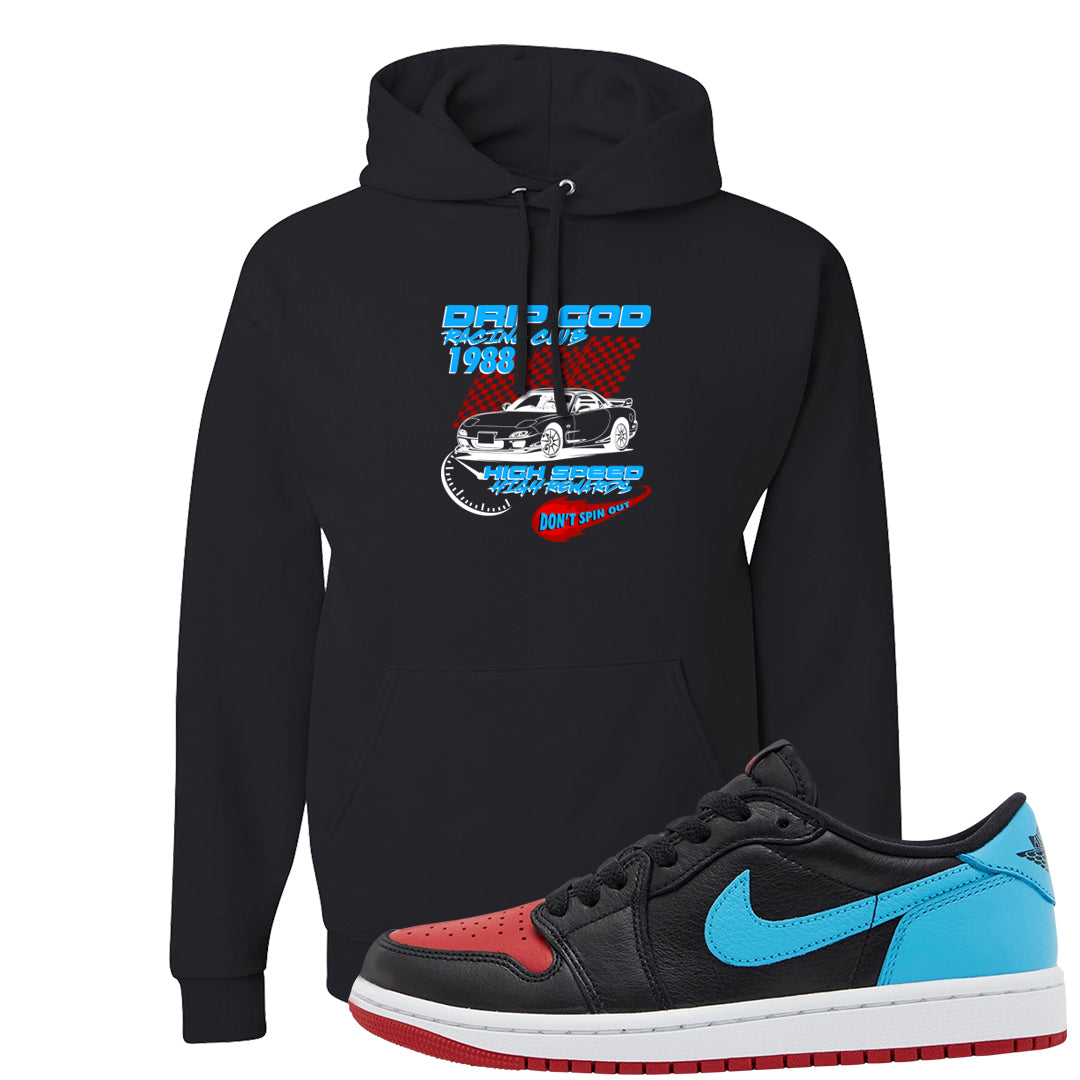 UNC to CHI Low 1s Hoodie | Drip God Racing Club, Black