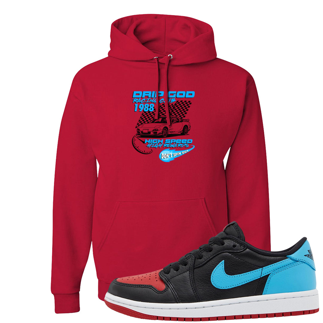 UNC to CHI Low 1s Hoodie | Drip God Racing Club, Red