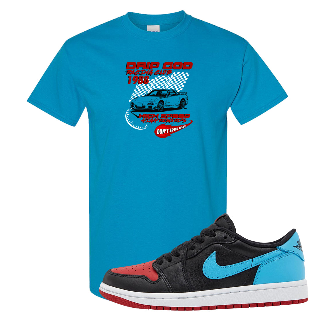 UNC to CHI Low 1s T Shirt | Drip God Racing Club, Sapphire