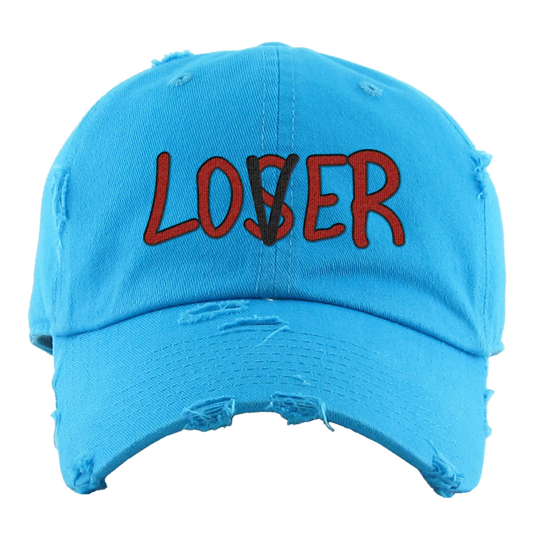 UNC to CHI Low 1s Distressed Dad Hat | Lover, Aqua