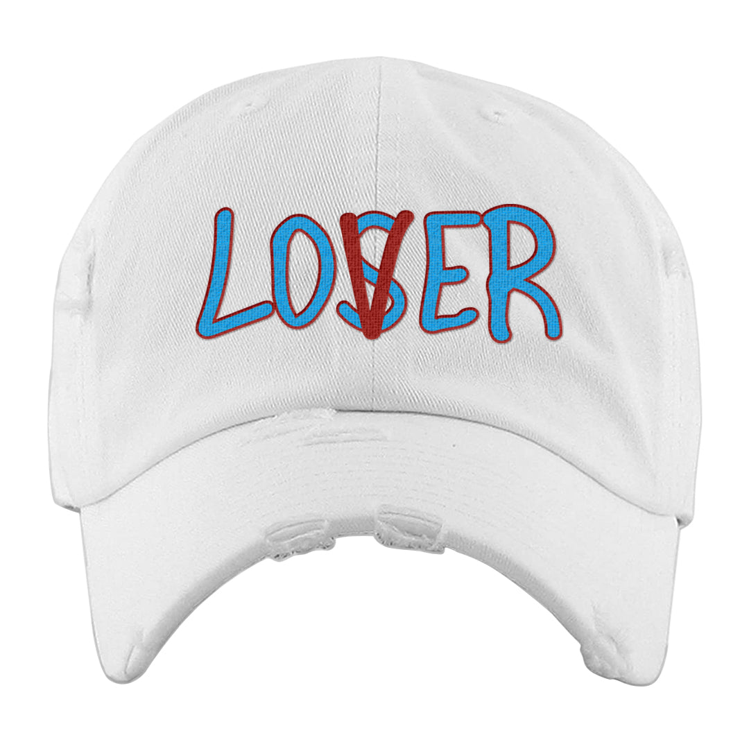 UNC to CHI Low 1s Distressed Dad Hat | Lover, White