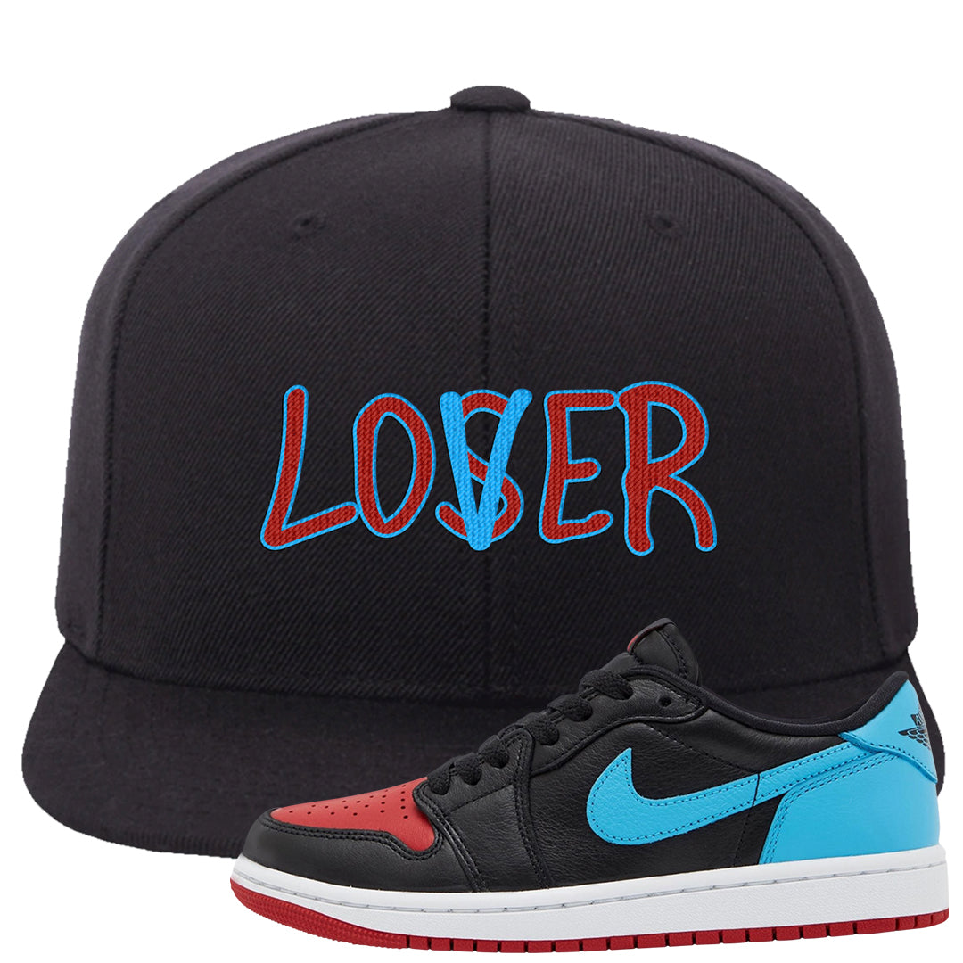 UNC to CHI Low 1s Snapback Hat | Lover, Black