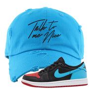 UNC to CHI Low 1s Distressed Dad Hat | Talk To Me Nice, Aqua