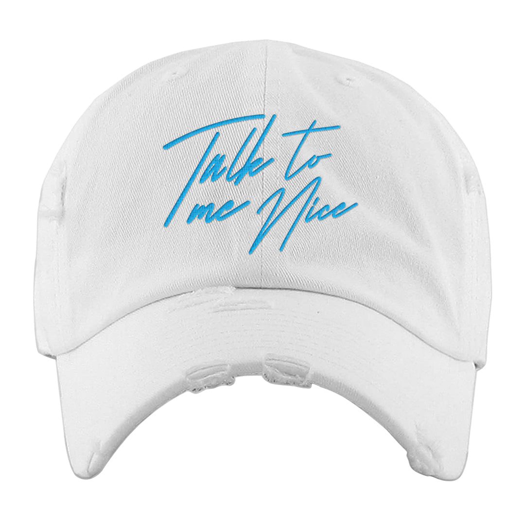 UNC to CHI Low 1s Distressed Dad Hat | Talk To Me Nice, White