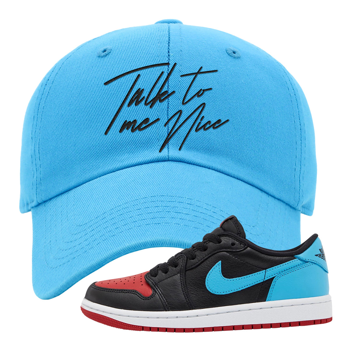 UNC to CHI Low 1s Dad Hat | Talk To Me Nice, Aqua