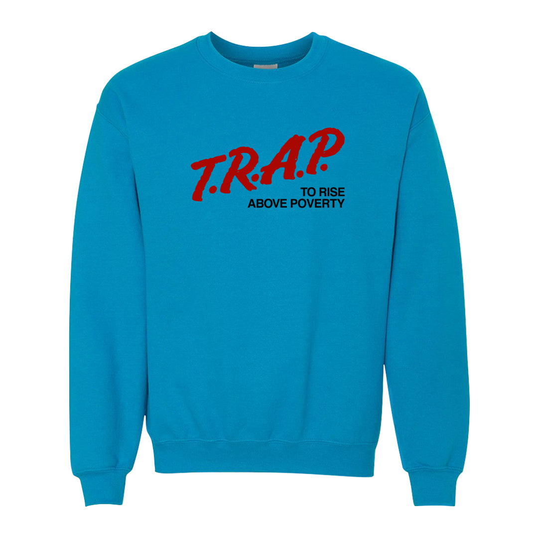 UNC to CHI Low 1s Crewneck Sweatshirt | Trap To Rise Above Poverty, Sapphire