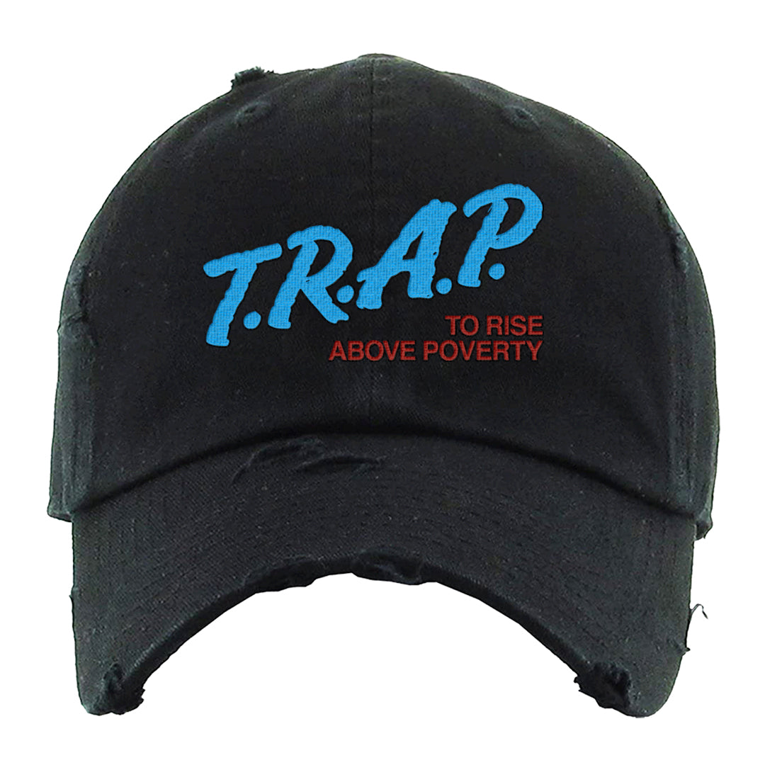 UNC to CHI Low 1s Distressed Dad Hat | Trap To Rise Above Poverty, Black