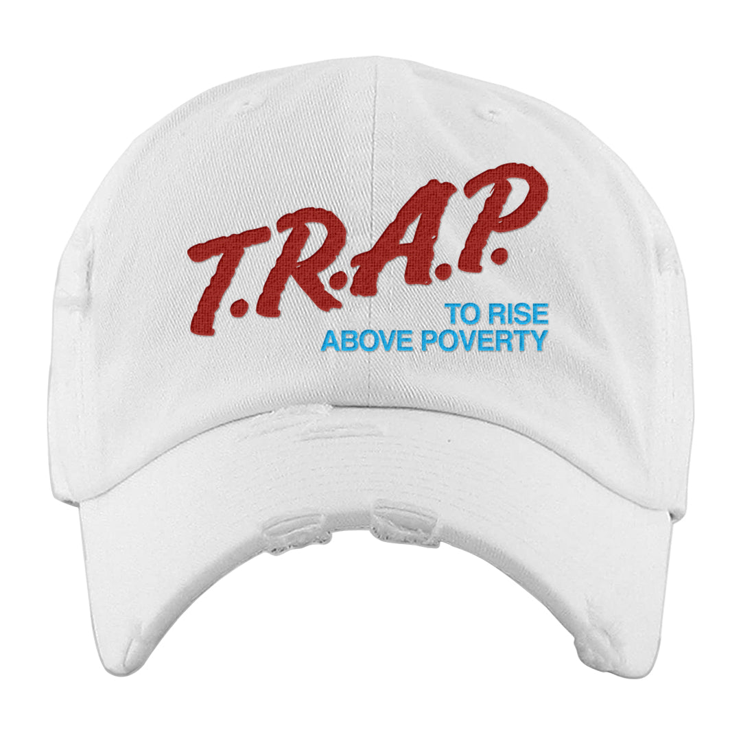 UNC to CHI Low 1s Distressed Dad Hat | Trap To Rise Above Poverty, White