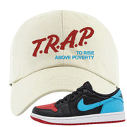 UNC to CHI Low 1s Dad Hat | Trap To Rise Above Poverty, White