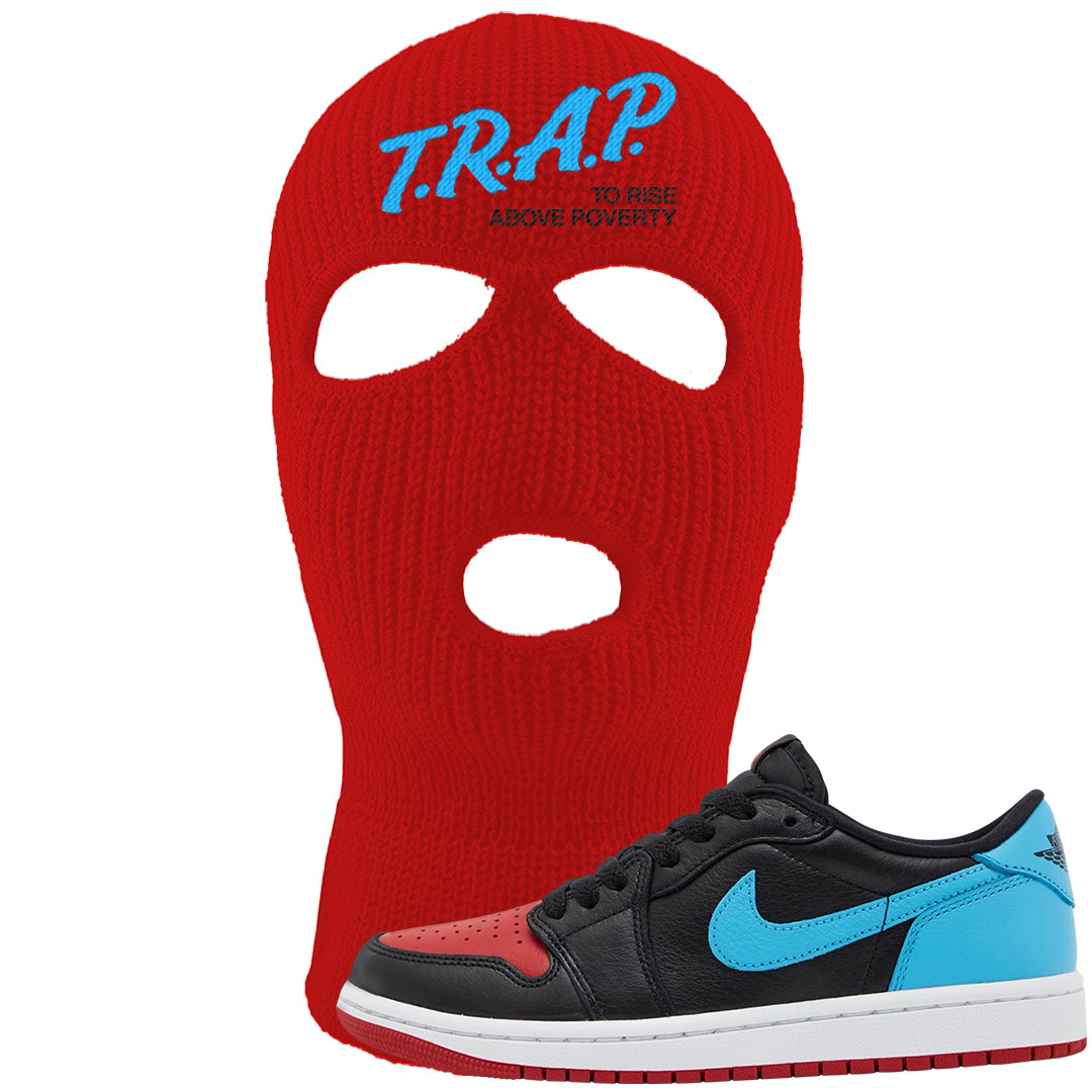 UNC to CHI Low 1s Ski Mask | Trap To Rise Above Poverty, Red