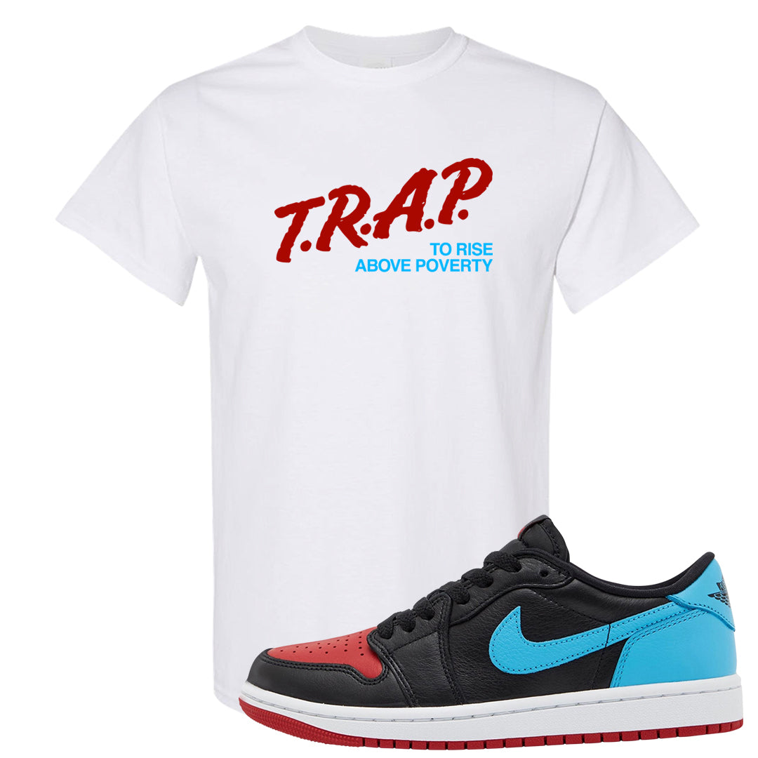 UNC to CHI Low 1s T Shirt | Trap To Rise Above Poverty, White