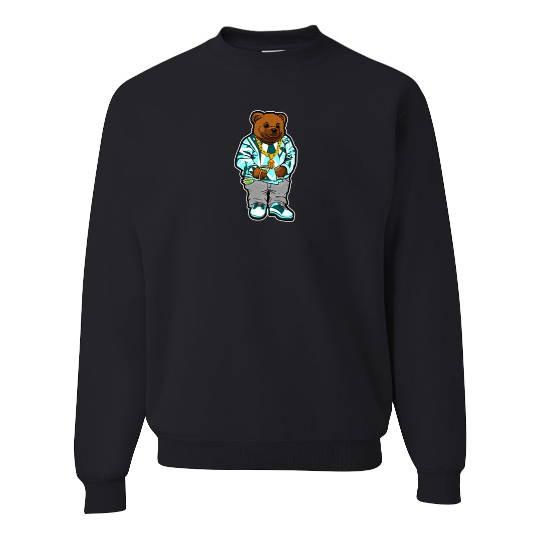 Chenille Teal Aqua Mid 1s Crewneck Sweatshirt | Sweater Bear, Black