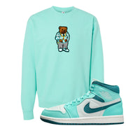 Chenille Teal Aqua Mid 1s Crewneck Sweatshirt | Sweater Bear, Mint