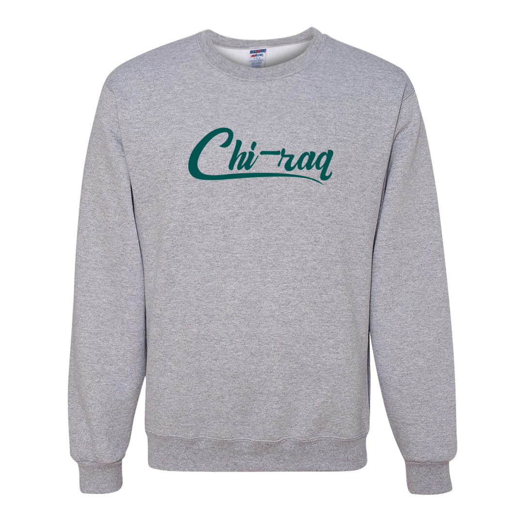 Chenille Teal Aqua Mid 1s Crewneck Sweatshirt | Chiraq, Ash