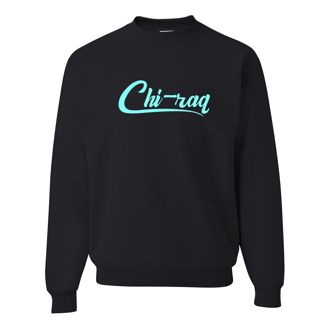 Chenille Teal Aqua Mid 1s Crewneck Sweatshirt | Chiraq, Black