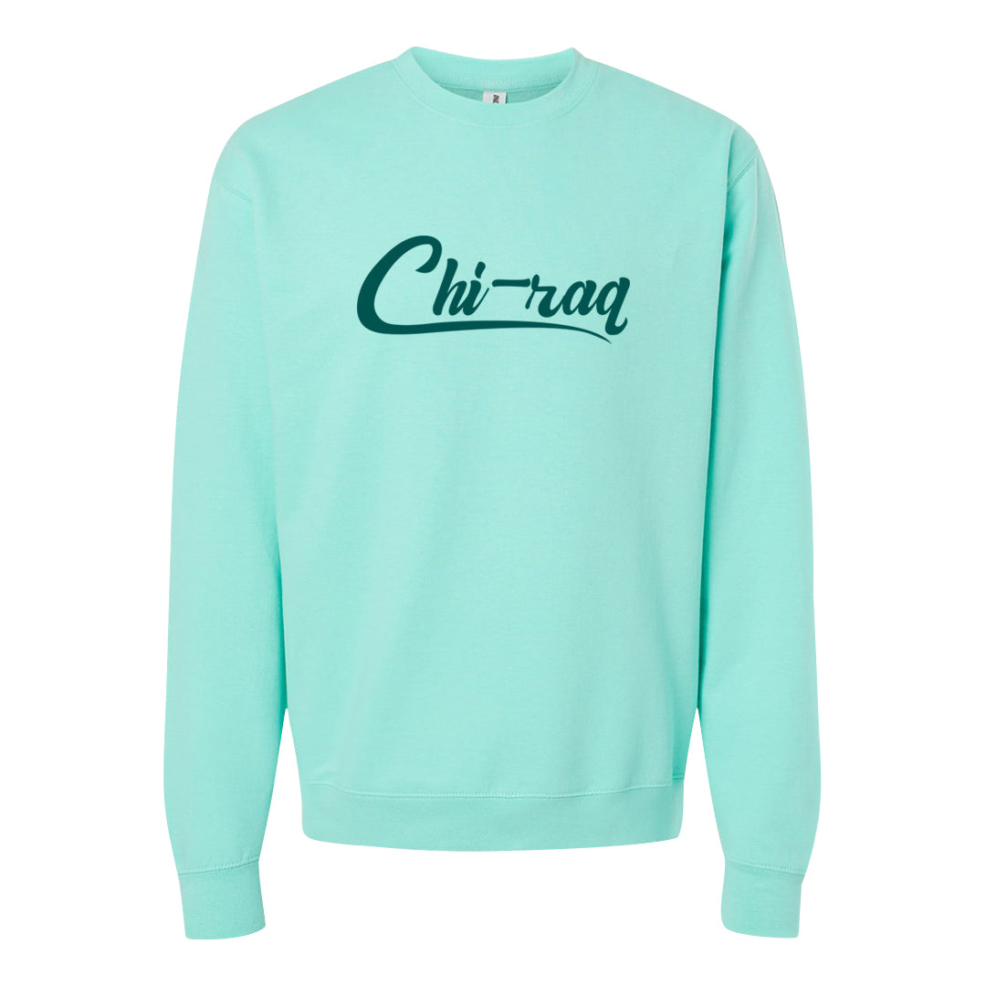 Chenille Teal Aqua Mid 1s Crewneck Sweatshirt | Chiraq, Mint