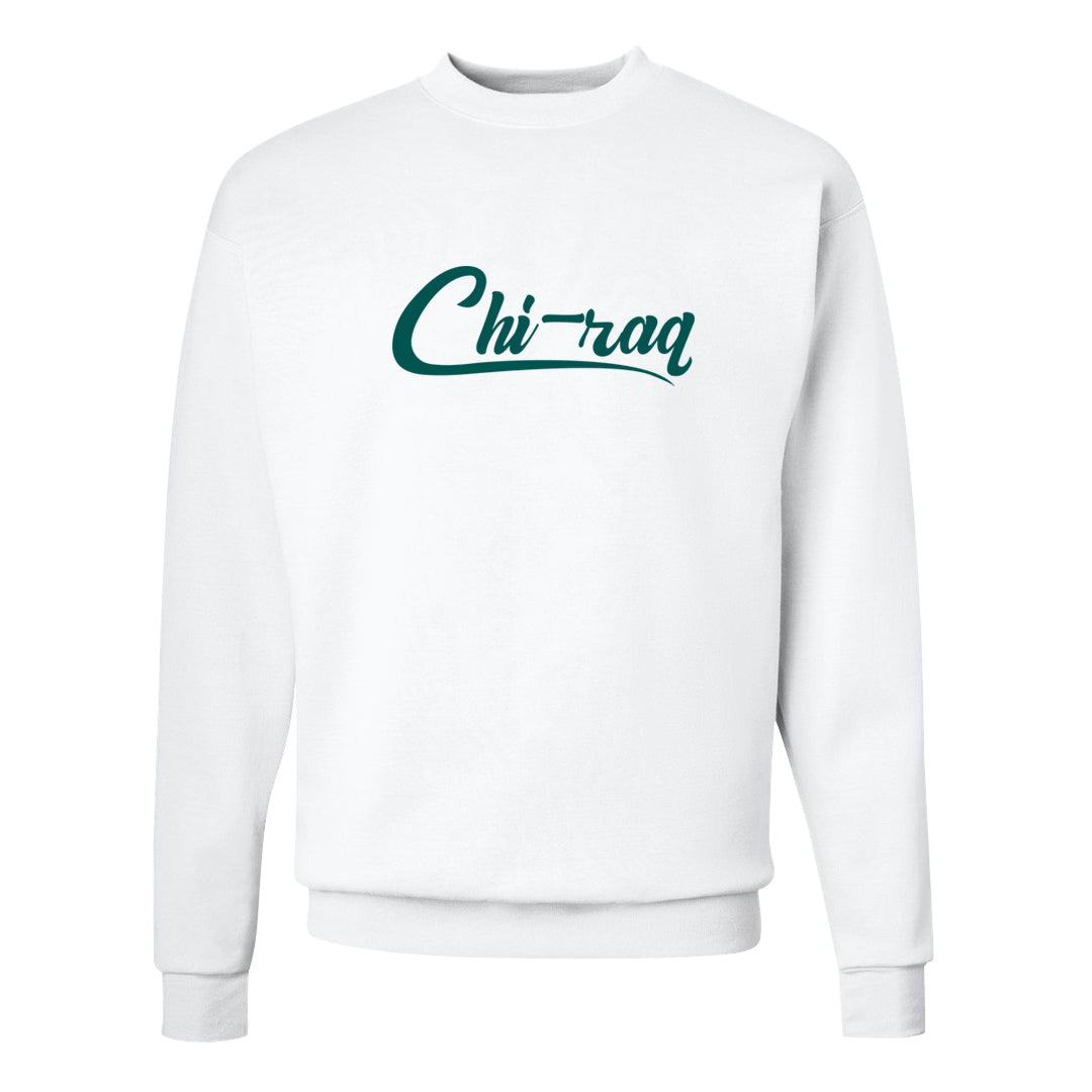 Chenille Teal Aqua Mid 1s Crewneck Sweatshirt | Chiraq, White