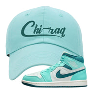 Chenille Teal Aqua Mid 1s Dad Hat | Chiraq, Mint