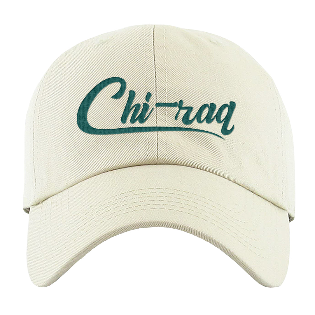 Chenille Teal Aqua Mid 1s Dad Hat | Chiraq, White