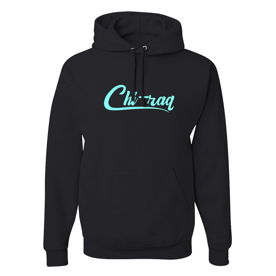 Chenille Teal Aqua Mid 1s Hoodie | Chiraq, Black