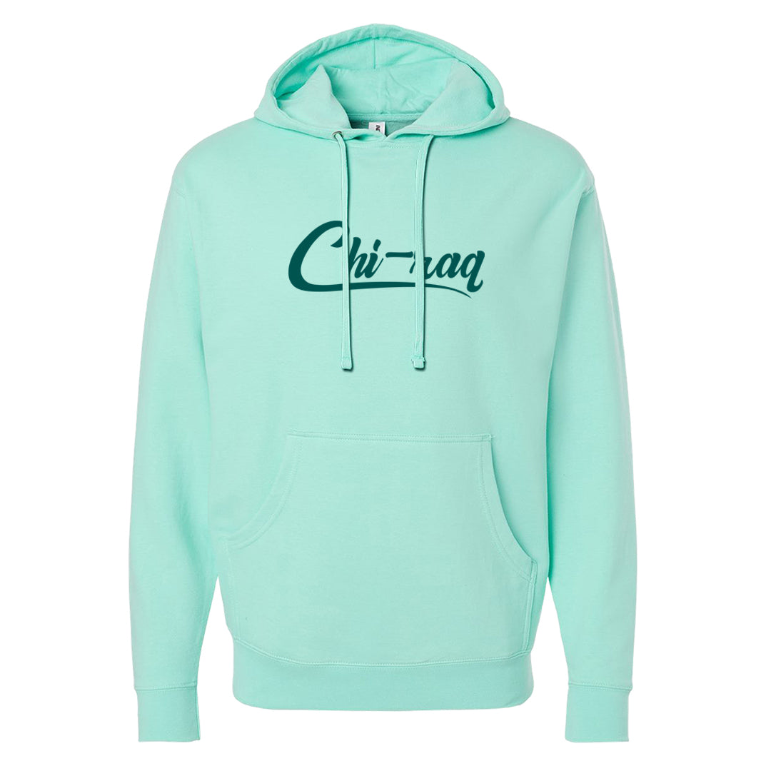 Chenille Teal Aqua Mid 1s Hoodie | Chiraq, Mint