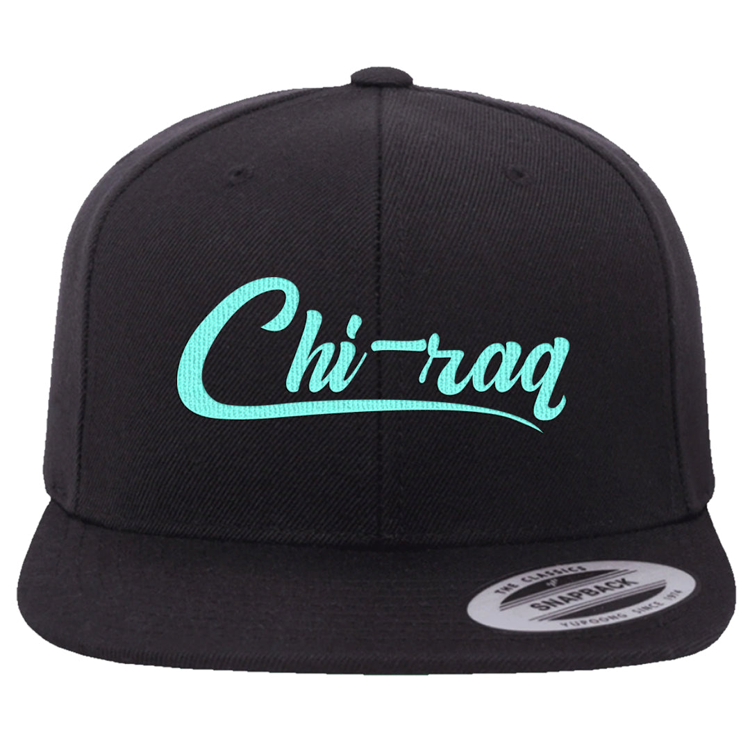 Chenille Teal Aqua Mid 1s Snapback Hat | Chiraq, Black