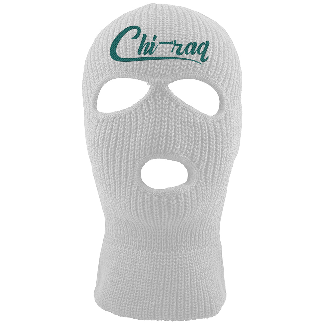 Chenille Teal Aqua Mid 1s Ski Mask | Chiraq, White