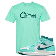 Chenille Teal Aqua Mid 1s T Shirt | Chiraq, Mint