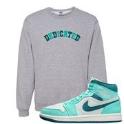 Chenille Teal Aqua Mid 1s Crewneck Sweatshirt | Dedicated, Ash