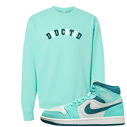 Chenille Teal Aqua Mid 1s Crewneck Sweatshirt | Dedicated, Mint