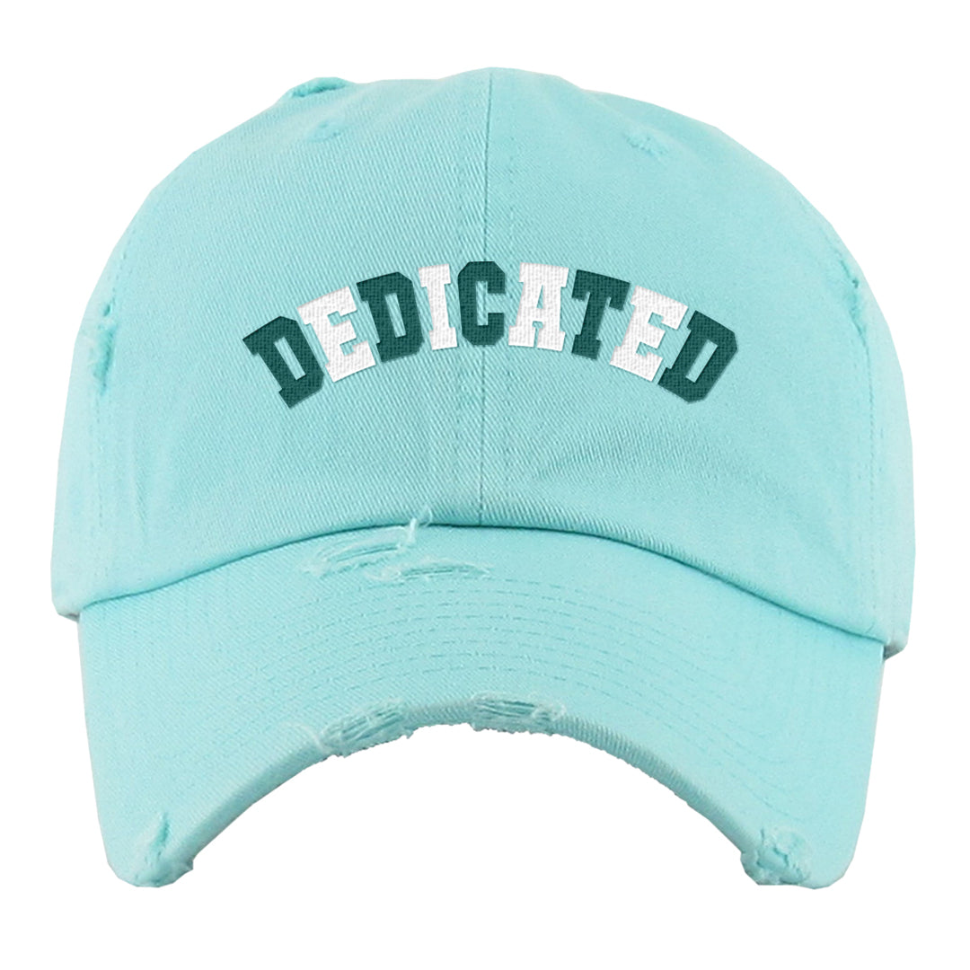 Chenille Teal Aqua Mid 1s Distressed Dad Hat | Dedicated, Mint