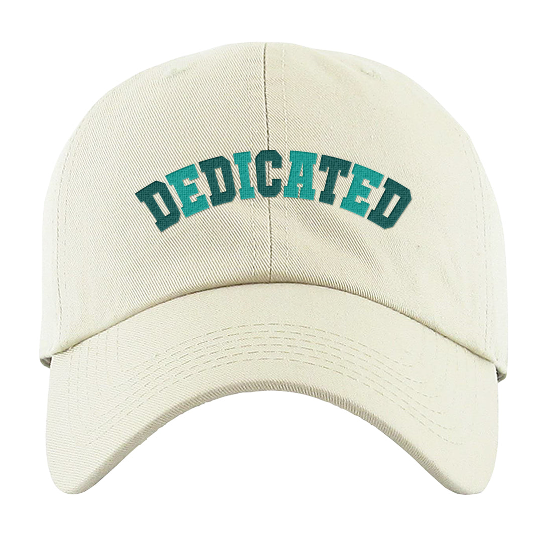 Chenille Teal Aqua Mid 1s Dad Hat | Dedicated, White