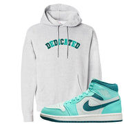 Chenille Teal Aqua Mid 1s Hoodie | Dedicated, Ash