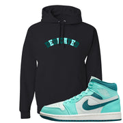 Chenille Teal Aqua Mid 1s Hoodie | Dedicated, Black