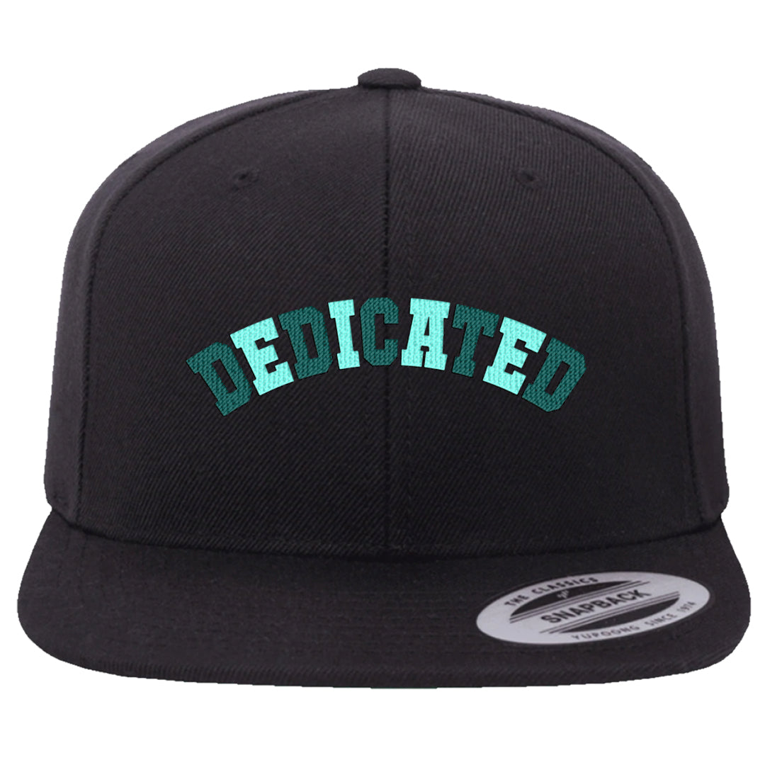 Chenille Teal Aqua Mid 1s Snapback Hat | Dedicated, Black