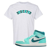 Chenille Teal Aqua Mid 1s T Shirt | Dedicated, Ash