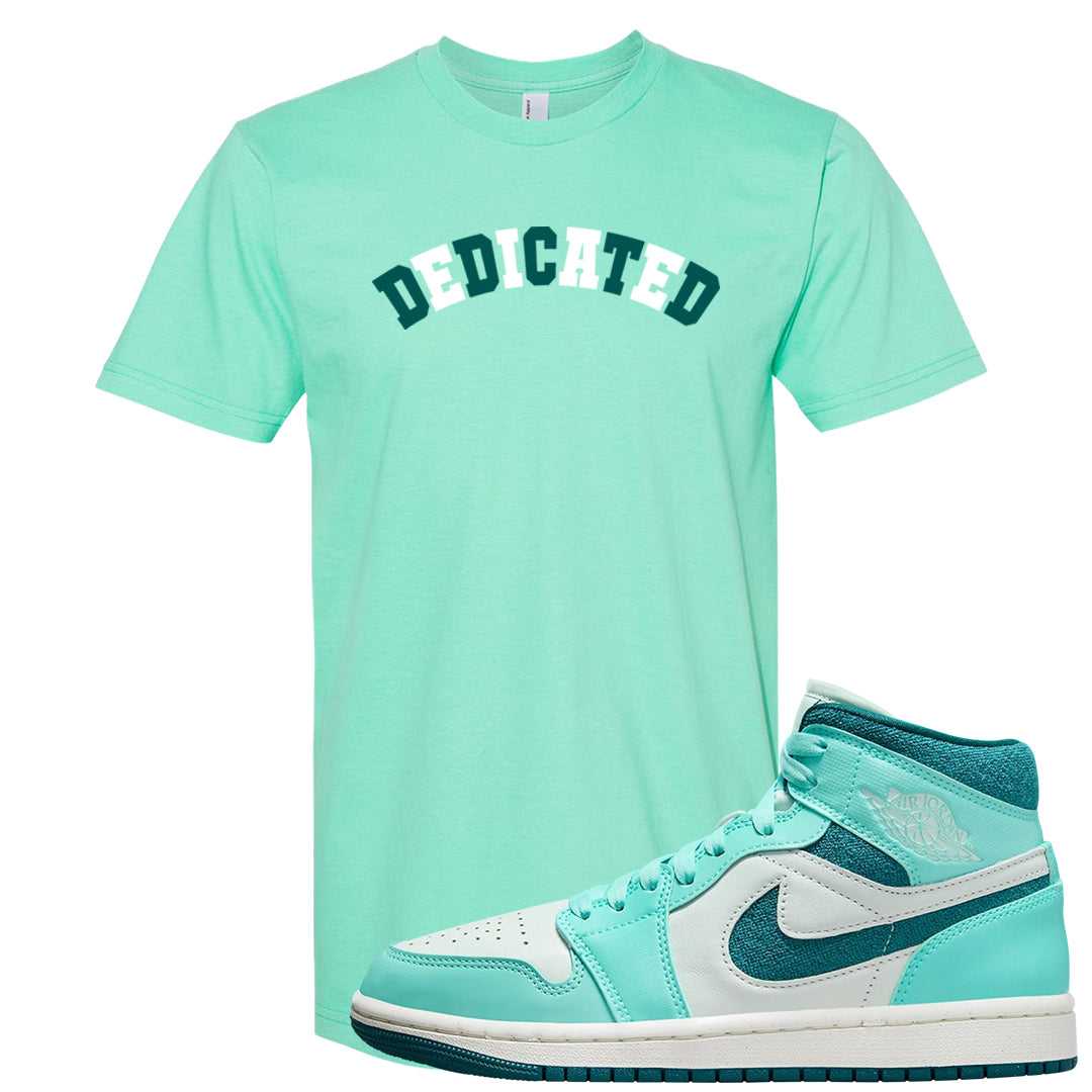 Chenille Teal Aqua Mid 1s T Shirt | Dedicated, Mint