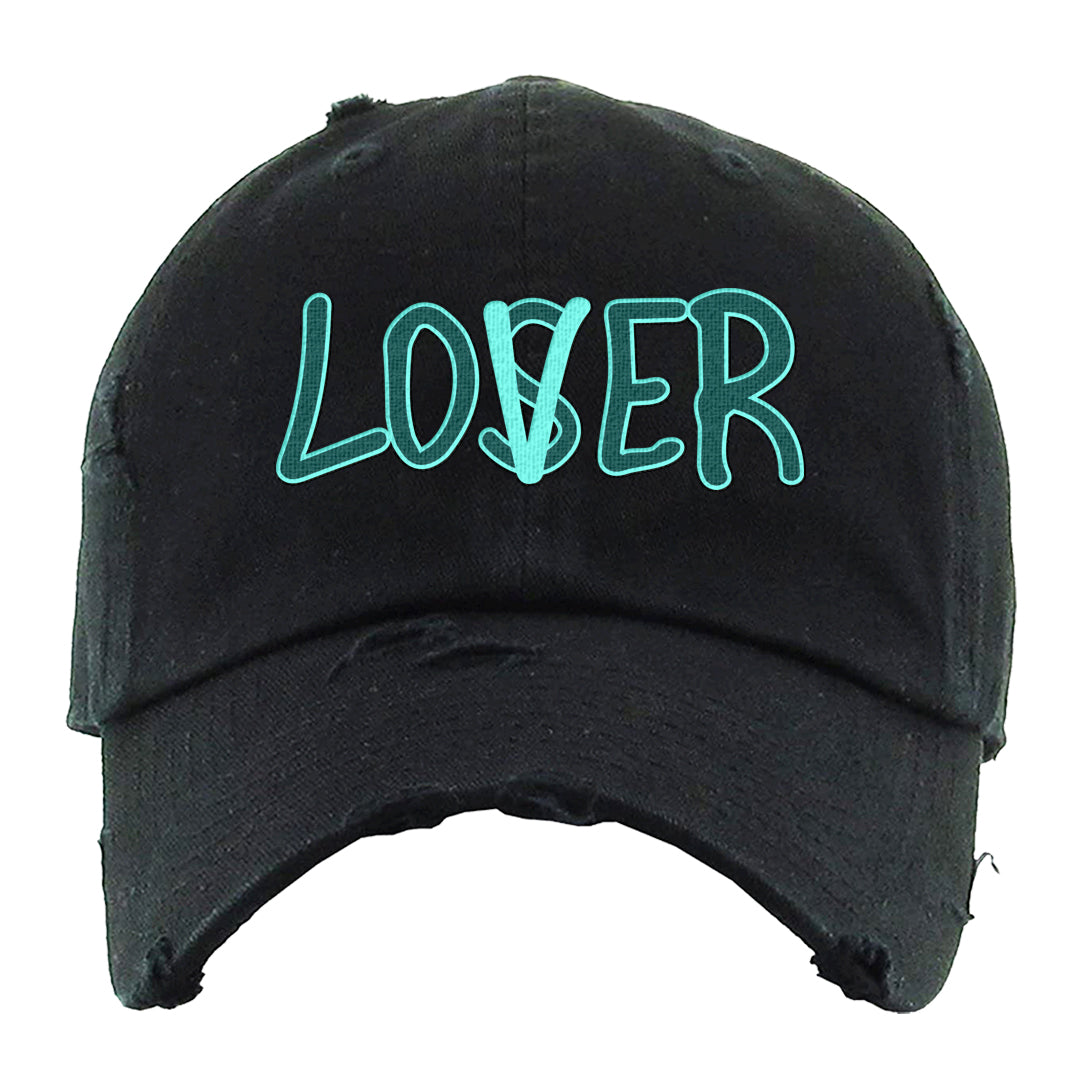 Chenille Teal Aqua Mid 1s Distressed Dad Hat | Lover, Black