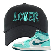 Chenille Teal Aqua Mid 1s Dad Hat | Lover, Black