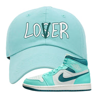 Chenille Teal Aqua Mid 1s Dad Hat | Lover, Mint