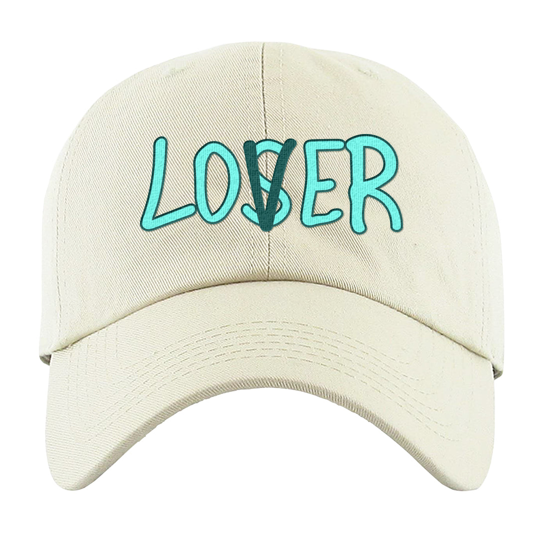 Chenille Teal Aqua Mid 1s Dad Hat | Lover, White