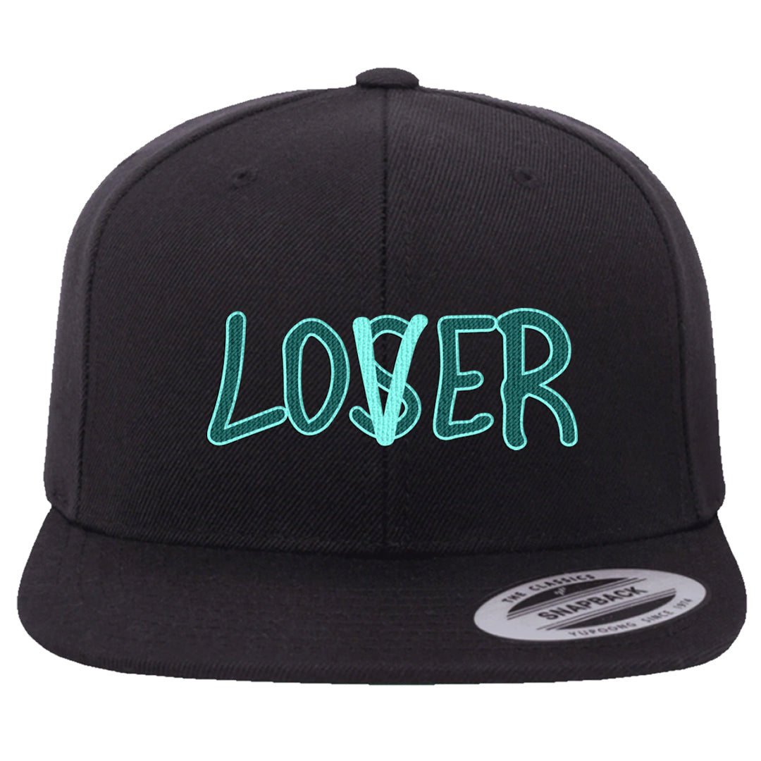 Chenille Teal Aqua Mid 1s Snapback Hat | Lover, Black