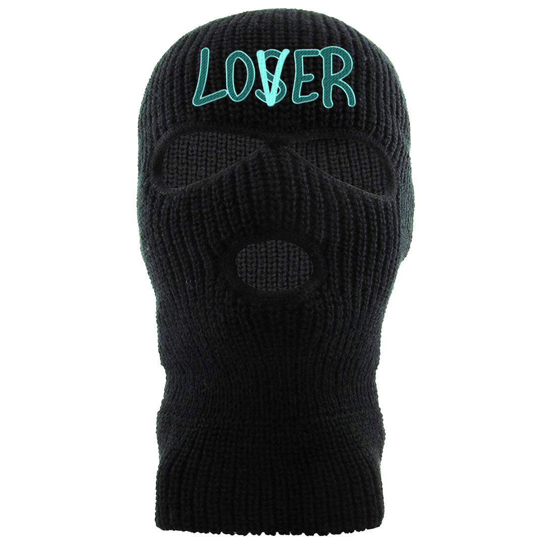 Chenille Teal Aqua Mid 1s Ski Mask | Lover, Black