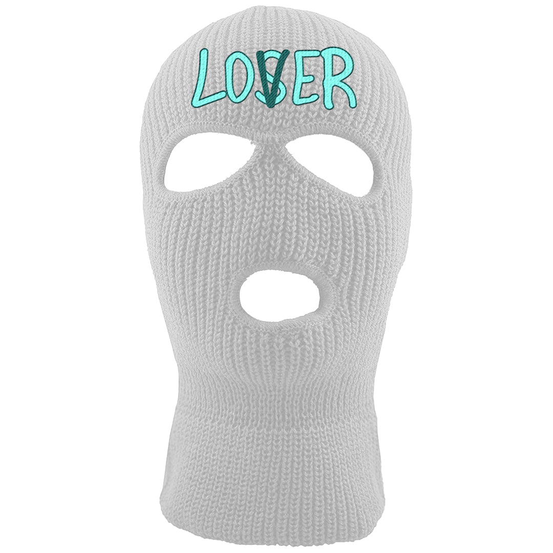 Chenille Teal Aqua Mid 1s Ski Mask | Lover, White