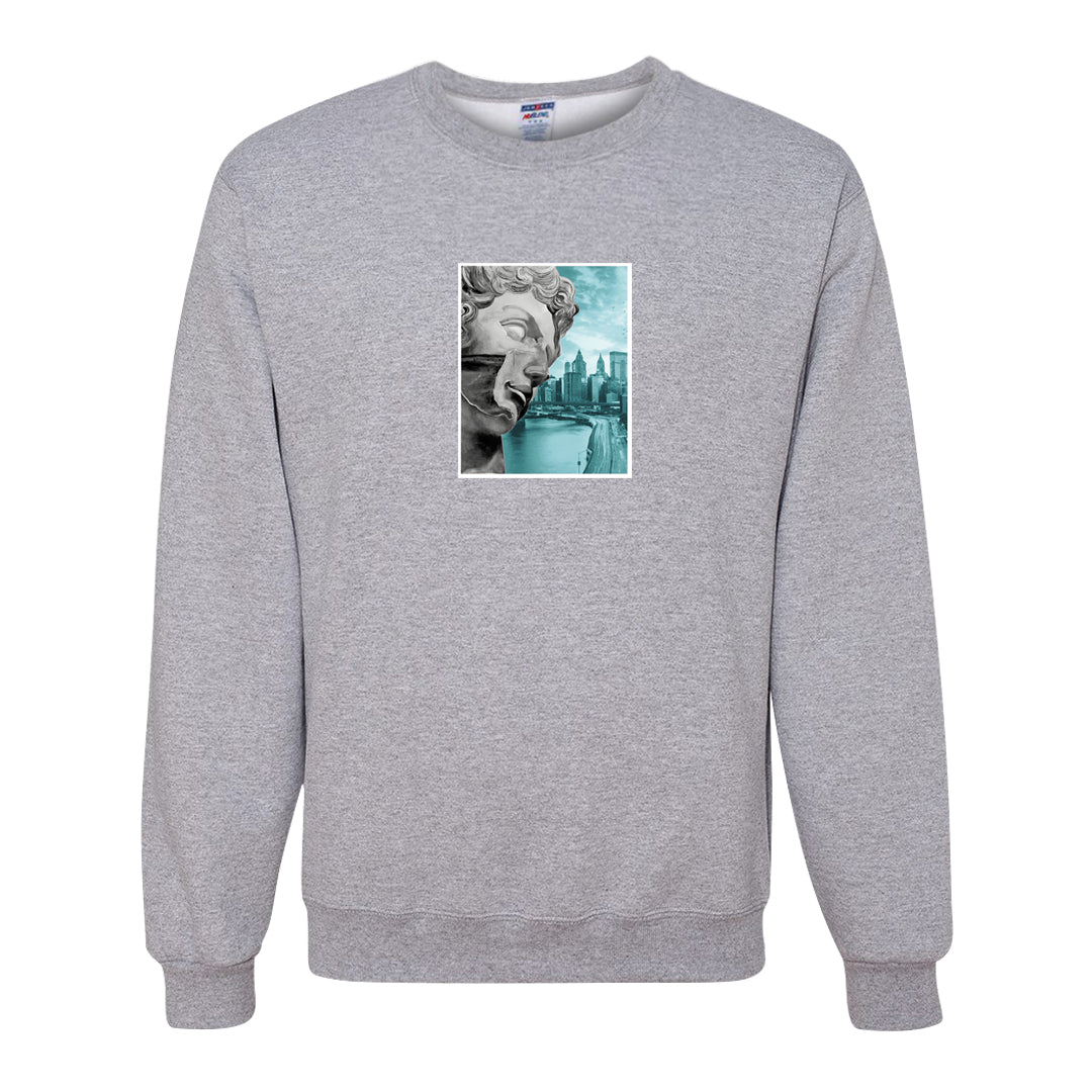 Chenille Teal Aqua Mid 1s Crewneck Sweatshirt | Miguel, Ash