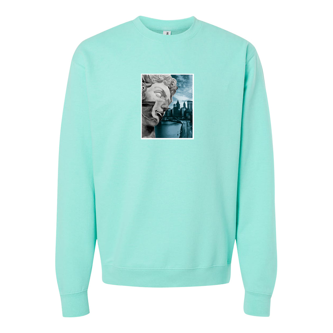 Chenille Teal Aqua Mid 1s Crewneck Sweatshirt | Miguel, Mint